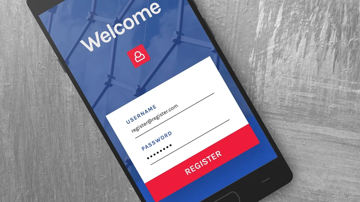 Telefon ekranında kullanıcı adı ve parola alanları