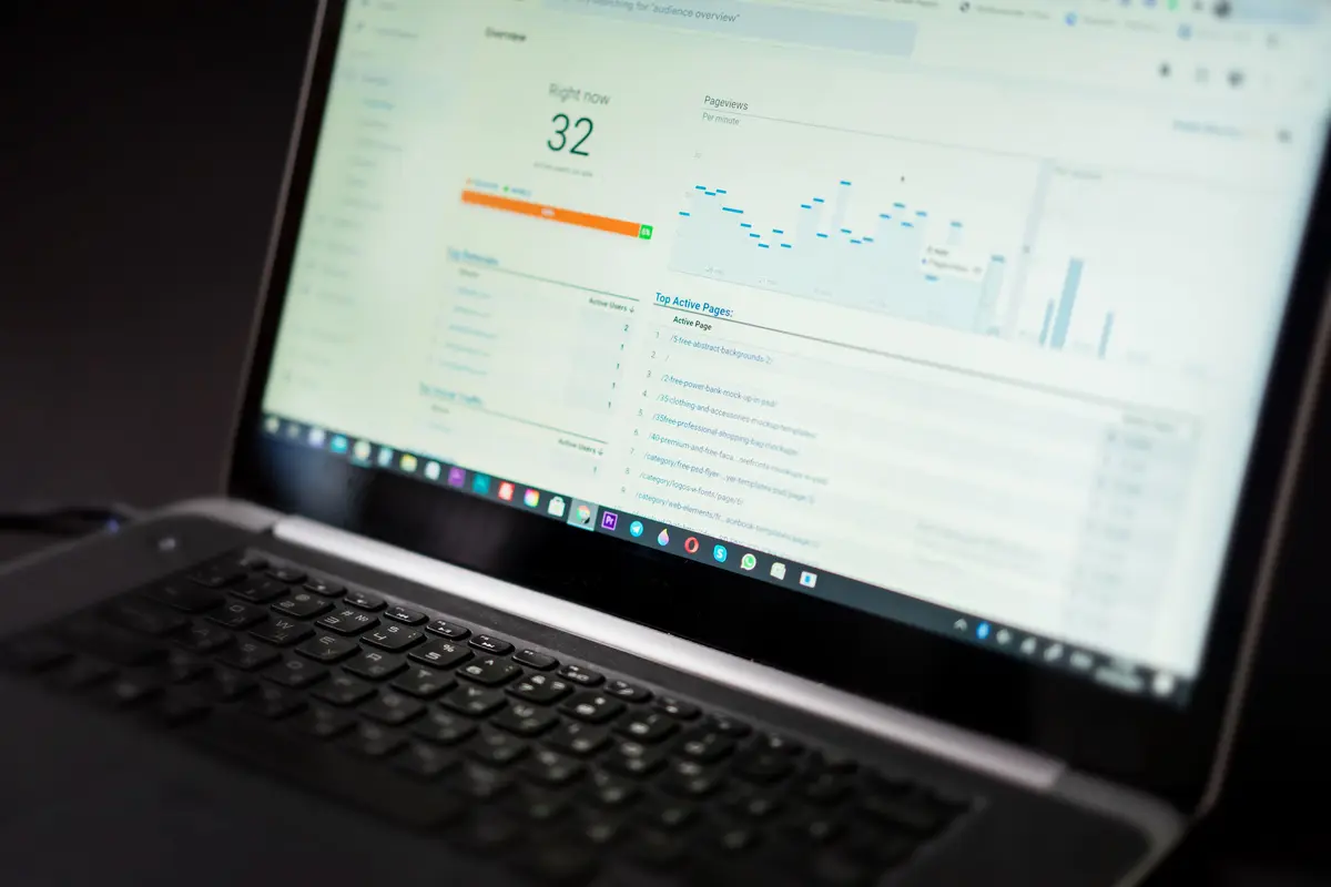 Dizüstü bilgisayar ekranındaki grafik tabanlı analiz paneli